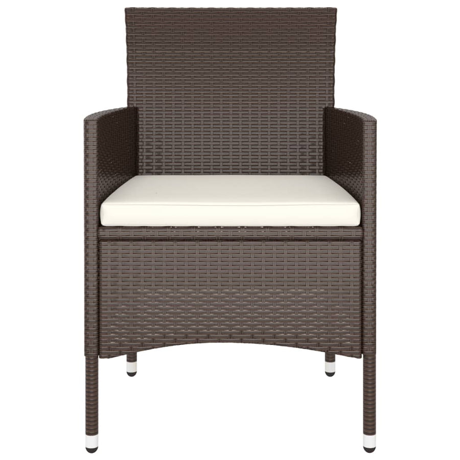 9 Piece Garden Dining Set Poly Rattan Brown