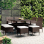 9 Piece Garden Dining Set Poly Rattan Brown