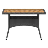 5 Piece Garden Dining Set Poly Rattan & Solid Acacia Wood Black - Low Angle