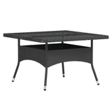 5 Piece Garden Dining Set Poly Rattan and Tempered Glass Black - Close-Up Angle