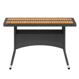 5 Piece Garden Dining Set Poly Rattan & Solid Acacia Wood Black
