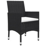 3 Piece Bistro Set Poly Rattan and Tempered Glass Black - Top-Down View