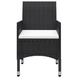 3 Piece Bistro Set Poly Rattan and Tempered Glass Black - 45-Degree Angle
