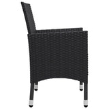 3 Piece Bistro Set Poly Rattan and Tempered Glass Black - Low Angle
