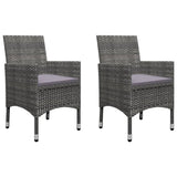 3 Piece Bistro Set Poly Rattan and Tempered Glass Grey
