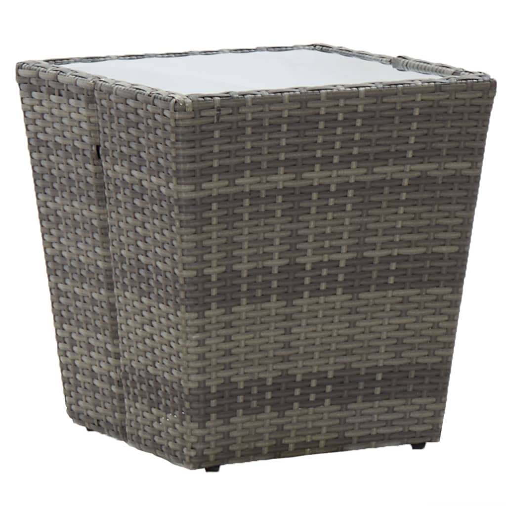 3 Piece Bistro Set Poly Rattan and Tempered Glass Grey