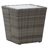3 Piece Bistro Set Poly Rattan and Tempered Glass Grey