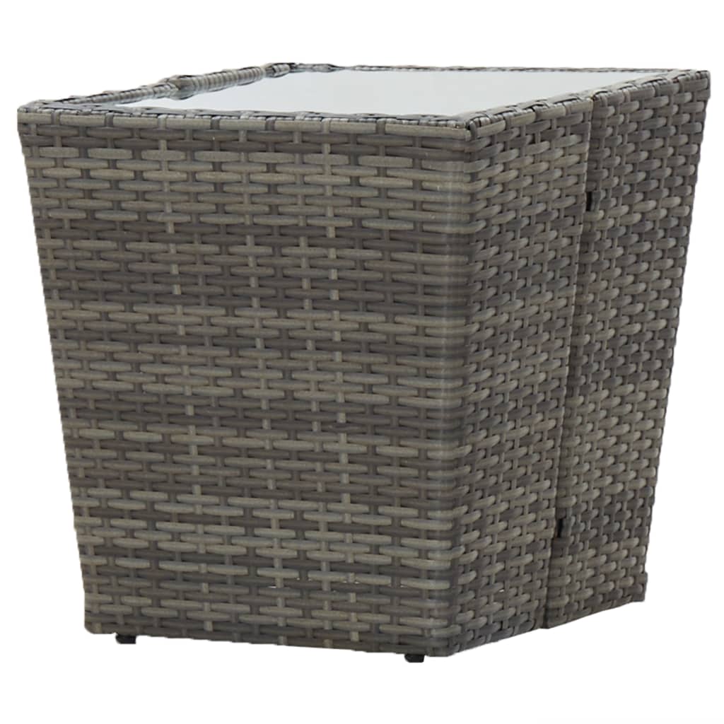 3 Piece Bistro Set Poly Rattan and Tempered Glass Grey