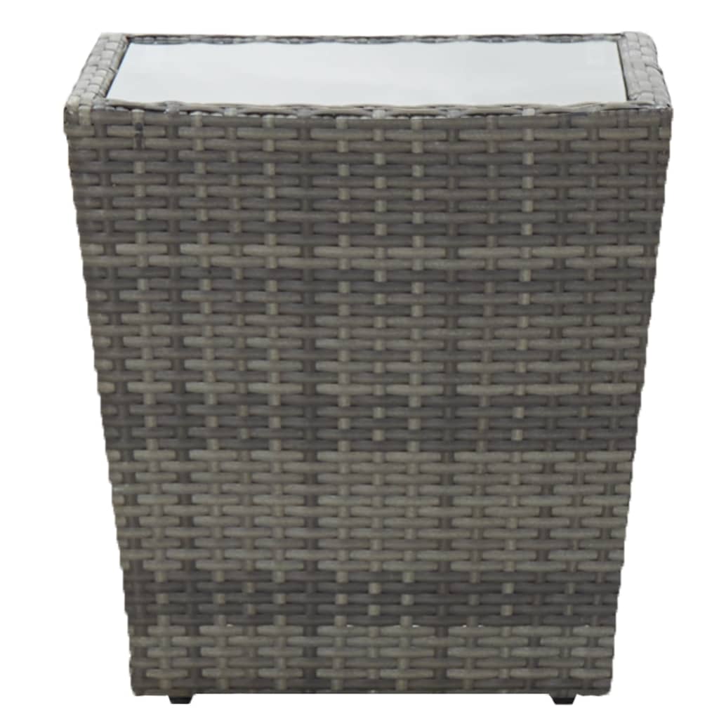 3 Piece Bistro Set Poly Rattan and Tempered Glass Grey