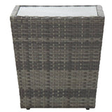 3 Piece Bistro Set Poly Rattan and Tempered Glass Grey