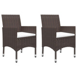 3 Piece Bistro Set Poly Rattan and Tempered Glass Brown - Side View