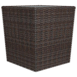 3 Piece Bistro Set Poly Rattan and Tempered Glass Brown