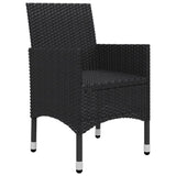 3 Piece Bistro Set Poly Rattan and Acacia Wood Black - Rear View