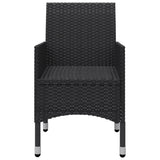 3 Piece Bistro Set Poly Rattan and Acacia Wood Black - Close-Up Angle