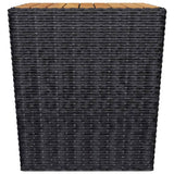 3 Piece Bistro Set Poly Rattan and Acacia Wood Black - Extra Image