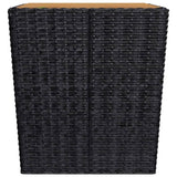 3 Piece Bistro Set Poly Rattan and Acacia Wood Black - Extra Image