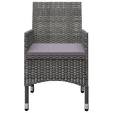 3 Piece Bistro Set Poly Rattan and Acacia Wood Grey - 45-Degree Angle