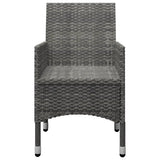 3 Piece Bistro Set Poly Rattan and Acacia Wood Grey - Close-Up Angle