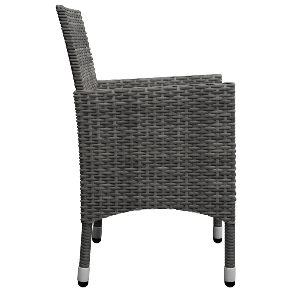 3 Piece Bistro Set Poly Rattan and Acacia Wood Grey