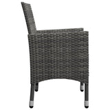 3 Piece Bistro Set Poly Rattan and Acacia Wood Grey - Low Angle