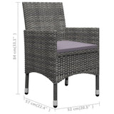 3 Piece Bistro Set Poly Rattan and Acacia Wood Grey - Extra Image