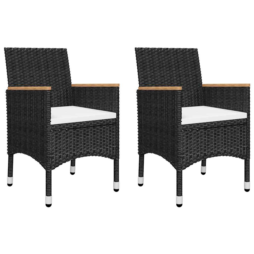 3 Piece Bistro Set Poly Rattan and Tempered Glass Black