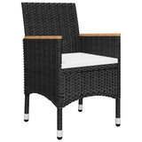 3 Piece Bistro Set Poly Rattan and Tempered Glass Black - Top-Down View