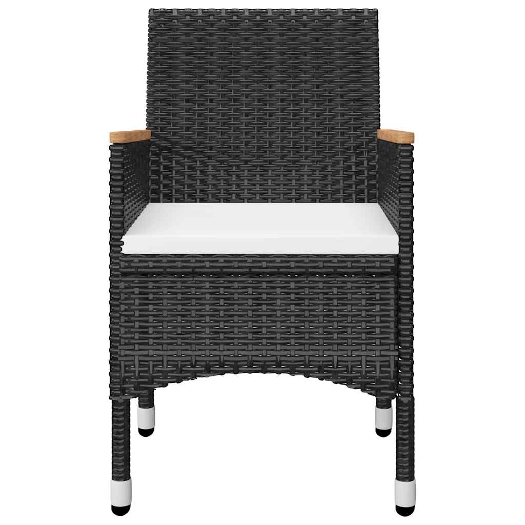 3 Piece Bistro Set Poly Rattan and Tempered Glass Black