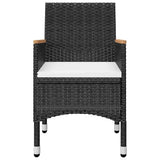 3 Piece Bistro Set Poly Rattan and Tempered Glass Black - 45-Degree Angle