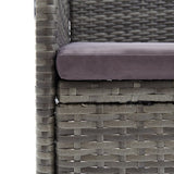 3 Piece Bistro Set Poly Rattan and Tempered Glass Grey