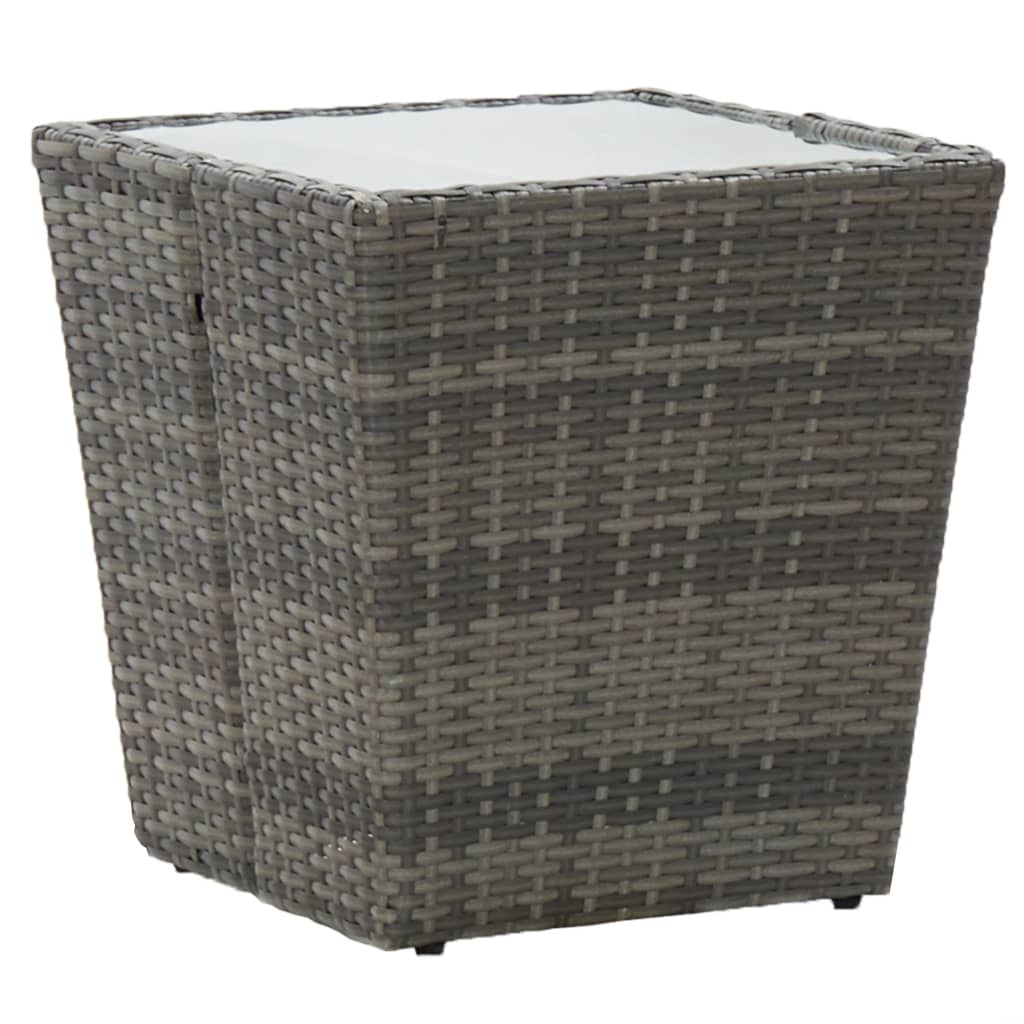 3 Piece Bistro Set Poly Rattan and Tempered Glass Grey