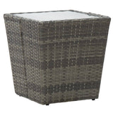 3 Piece Bistro Set Poly Rattan and Tempered Glass Grey - Close-Up Angle