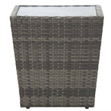 3 Piece Bistro Set Poly Rattan and Tempered Glass Grey