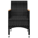 3 Piece Bistro Set Poly Rattan and Acacia Wood Black - Close-Up Angle