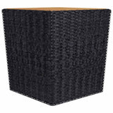 3 Piece Bistro Set Poly Rattan and Acacia Wood Black - Extra Image
