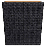 3 Piece Bistro Set Poly Rattan and Acacia Wood Black