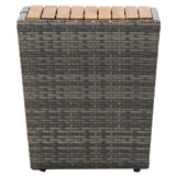 3 Piece Bistro Set Poly Rattan and Acacia Wood Grey - Low Angle
