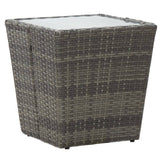 5 Piece Garden Bistro Set Poly Rattan and Tempered Glass Grey - Close-Up Angle
