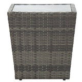 5 Piece Garden Bistro Set Poly Rattan and Tempered Glass Grey - Low Angle