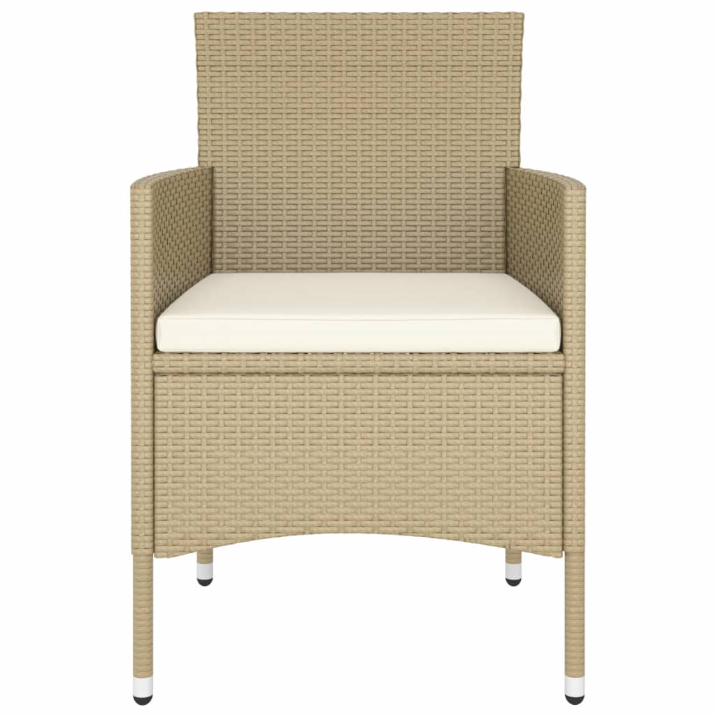 5 Piece Garden Bistro Set Poly Rattan and Tempered Glass Beige