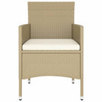 5 Piece Garden Bistro Set Poly Rattan and Tempered Glass Beige