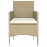 5 Piece Garden Bistro Set Poly Rattan and Tempered Glass Beige - 45-Degree Angle