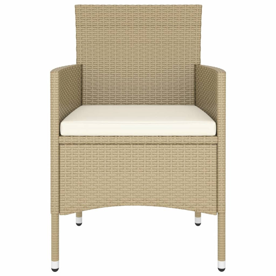 5 Piece Garden Bistro Set Poly Rattan and Tempered Glass Beige