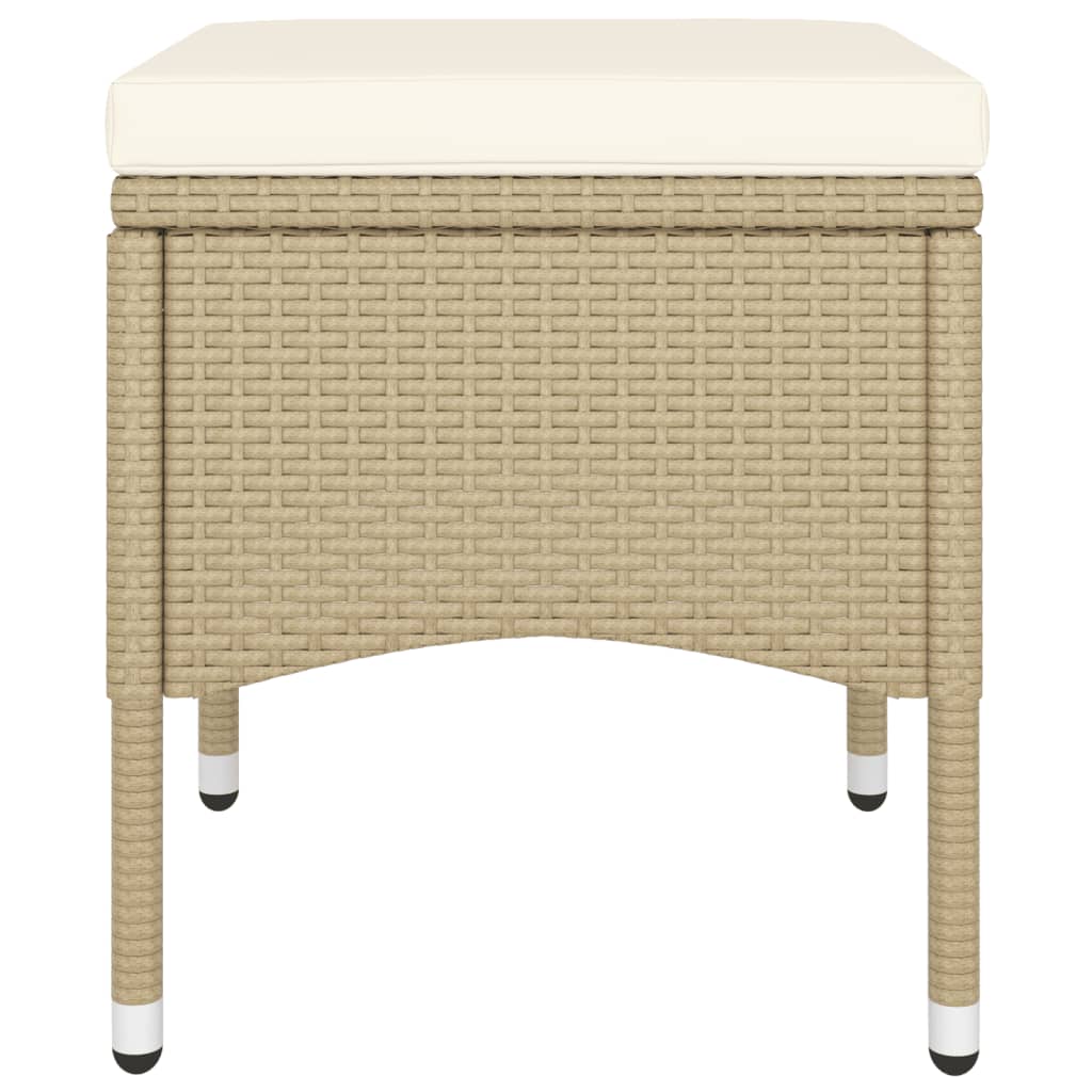5 Piece Garden Bistro Set Poly Rattan and Tempered Glass Beige