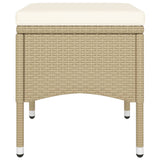 5 Piece Garden Bistro Set Poly Rattan and Tempered Glass Beige - Close-Up Angle