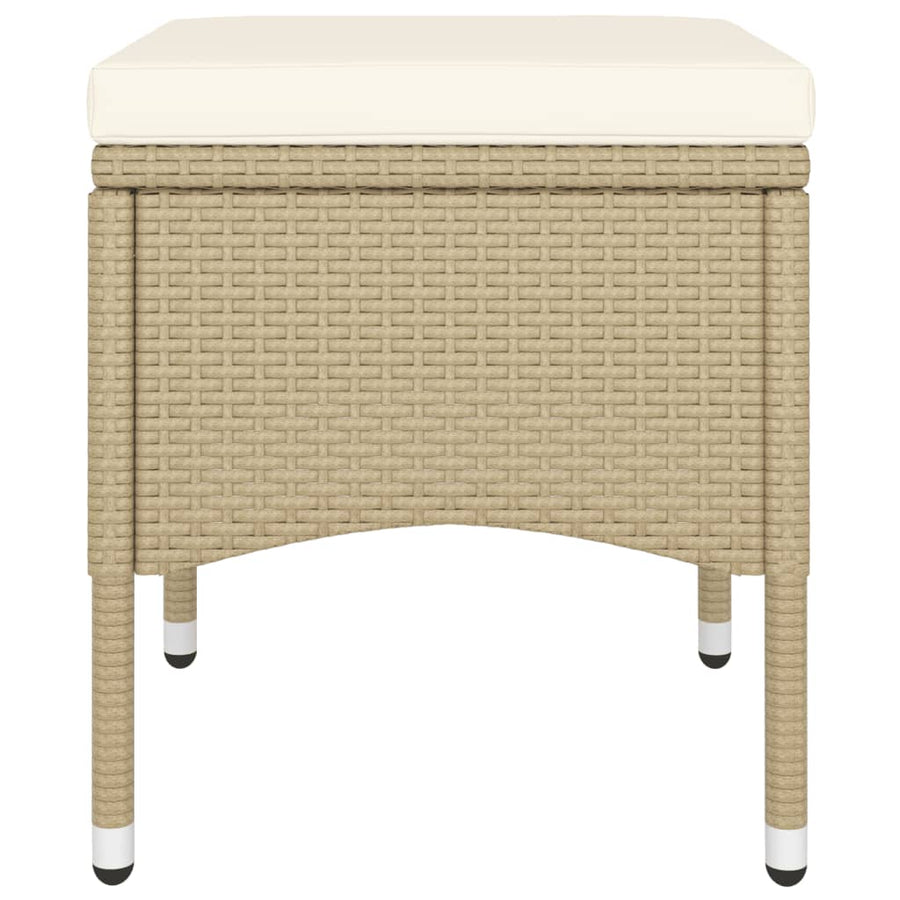 5 Piece Garden Bistro Set Poly Rattan and Tempered Glass Beige