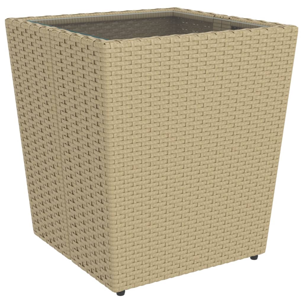 5 Piece Garden Bistro Set Poly Rattan and Tempered Glass Beige