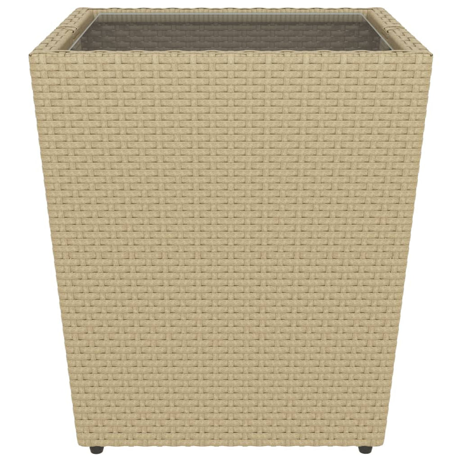 5 Piece Garden Bistro Set Poly Rattan and Tempered Glass Beige