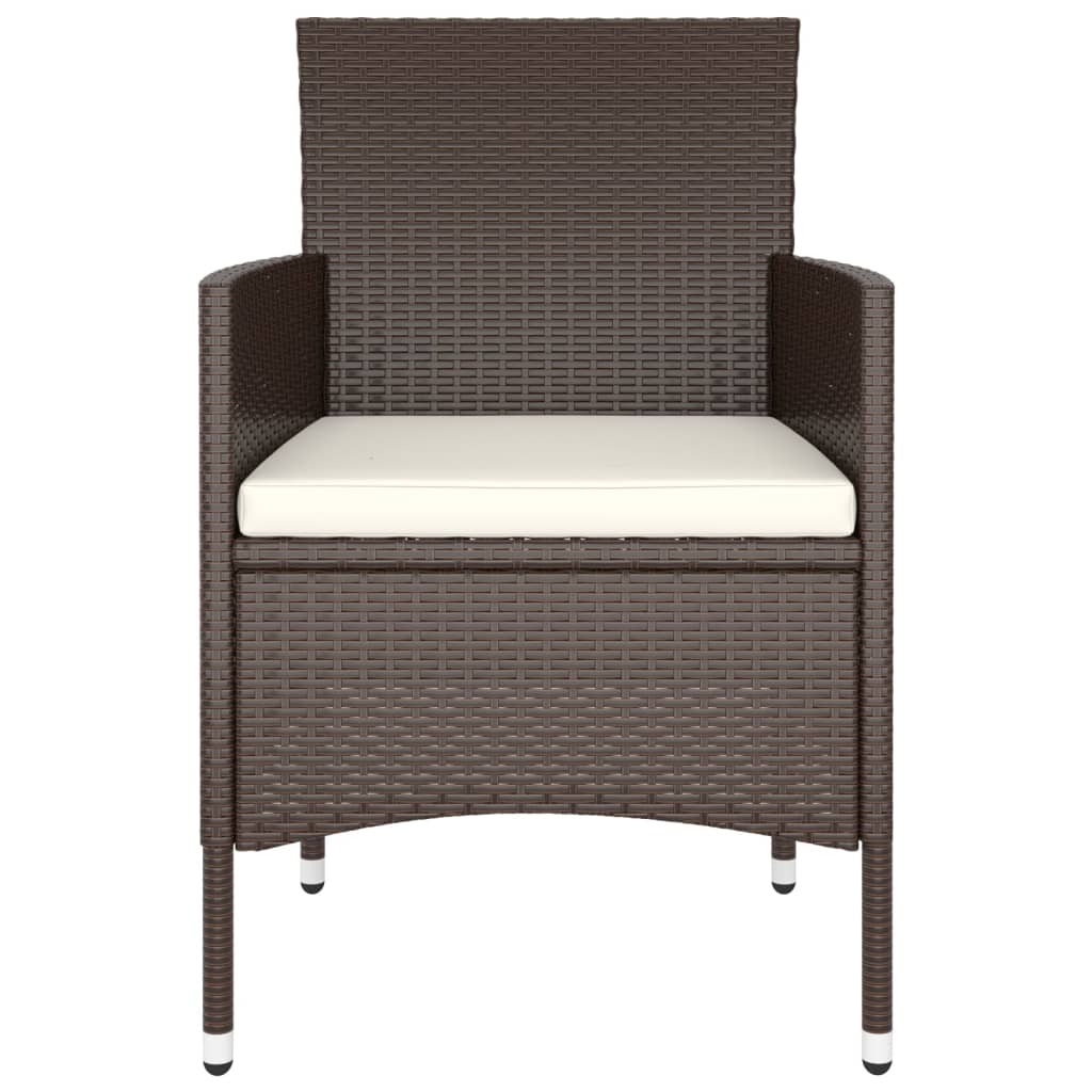 5 Piece Garden Bistro Set Poly Rattan and Tempered Glass Brown