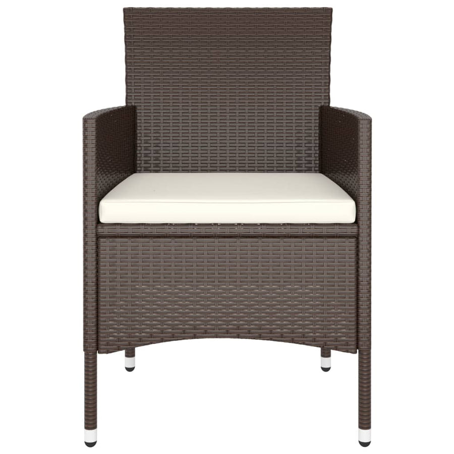 5 Piece Garden Bistro Set Poly Rattan and Tempered Glass Brown